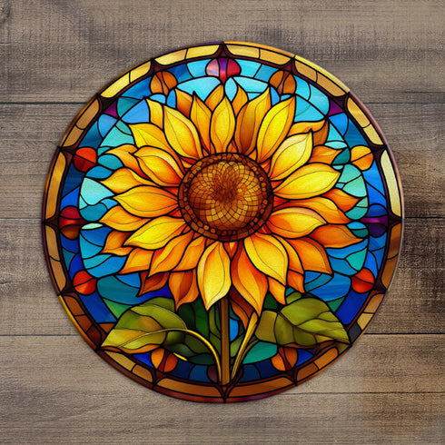 Sunflower Circular Glass Suncatcher Worktop Saver